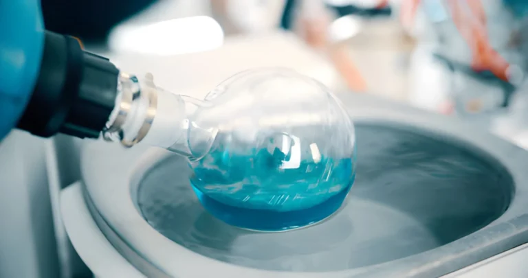 Glass apparatus with blue liquid inside